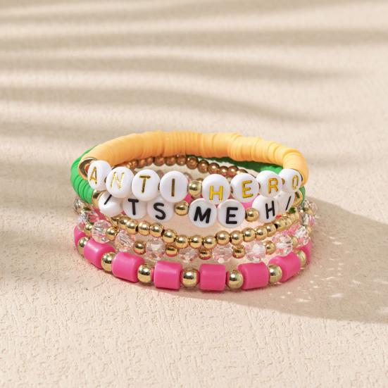 5 шт./компл. эластичный браслет с надписью «Singer Lover» из полимерной глины, браслет с бусинами, летний пляжный богемный многослойный браслет дружбы