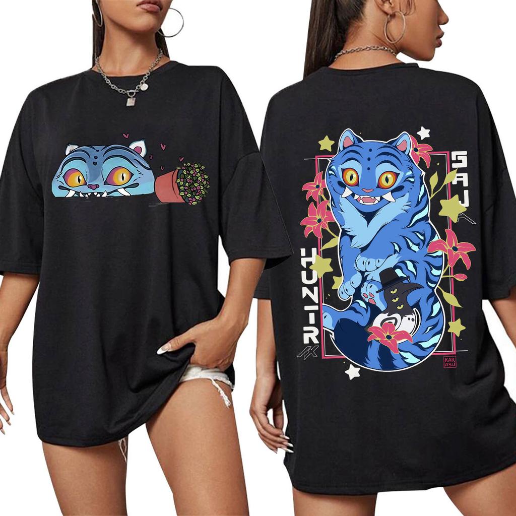 KPop Demon Hunter Derpy Tiger Merch T-Shirt Vintage T-Shirt Men's and Women's T-Shirt Comfortable Trendy Fashion Cotton Top