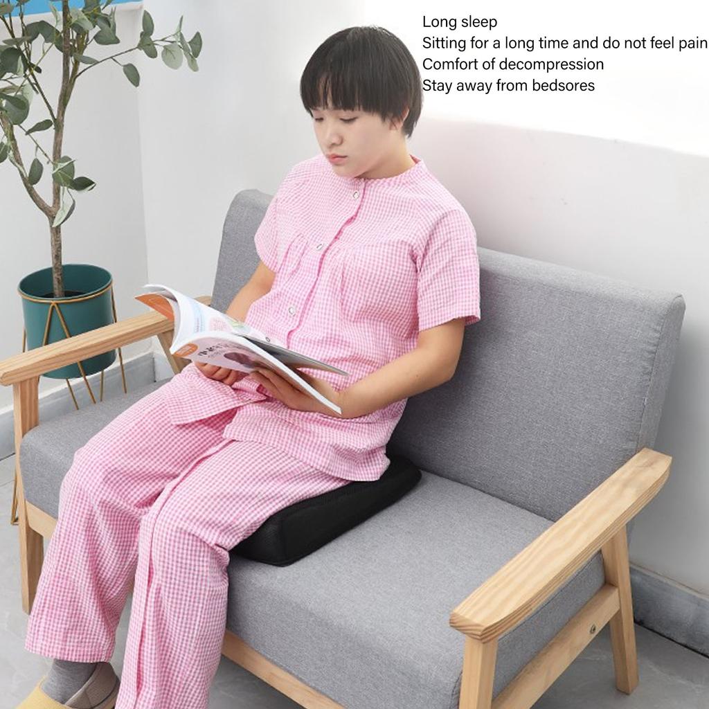 Подушка из пены с Т-образным вырезом, моющаяся, треугольная наклонная плоскость, сиденье из пены с эффектом памяти с гелевым слоем для пожилых лежачих больных, черная