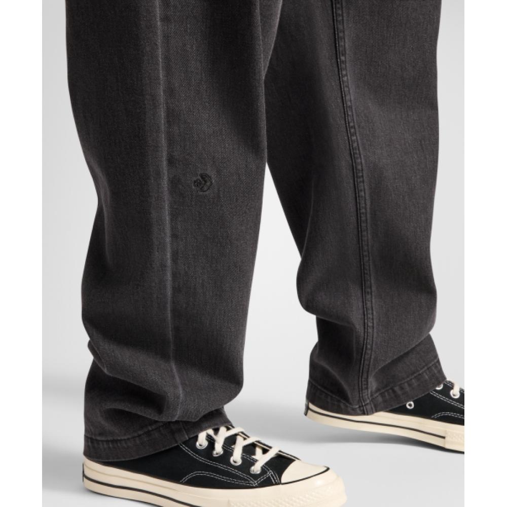 Converse Мешковатые джинсовые брюки с открытым подолом, мытый черный 10026720 A01
