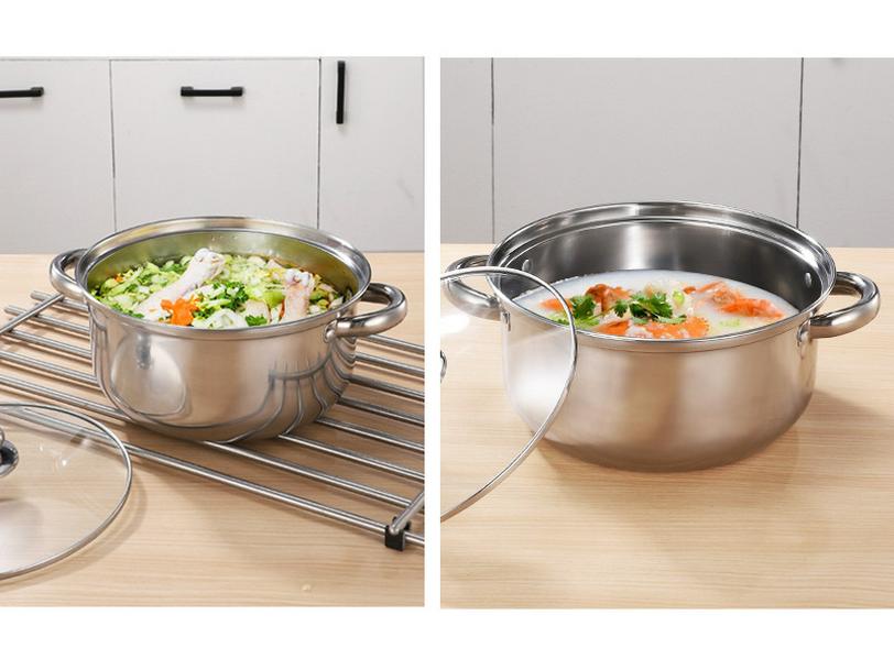 Stainless Steel Thickened Double-Ear Soup Pot (22/24/26cm) with Double Bottom and Gift Box