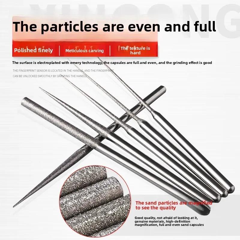 Expanding Grinding Head Polishing Tool Extended Diamond Grinding Needle Fine Sand Cylindrical Electric Grinding Rod Jade Hole