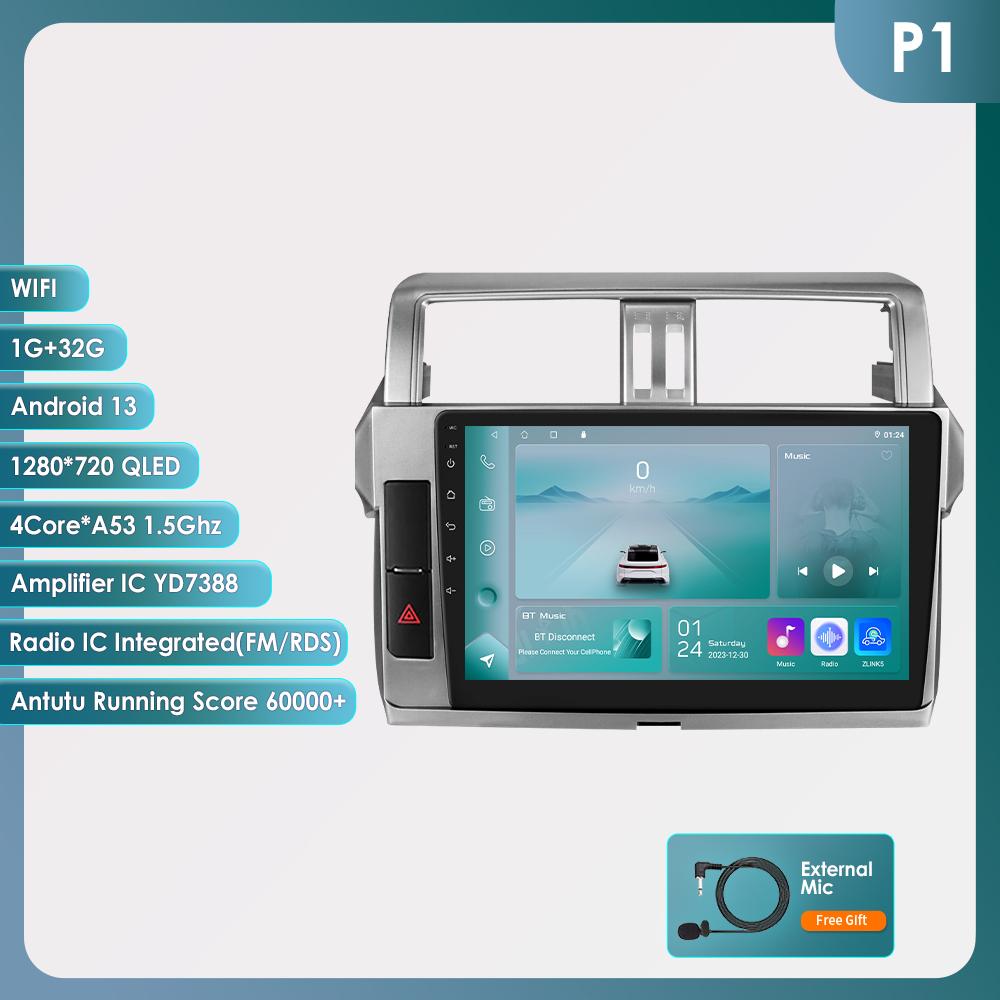 Hizpo 2 Din Carplay 4G-LTE 9 дюймов для Toyota Land Cruiser Prado 150 2013-2017 Автомобильный радиоприемник Мультимедийный видеоплеер Навигация GPS Интеллектуальный экран DSP