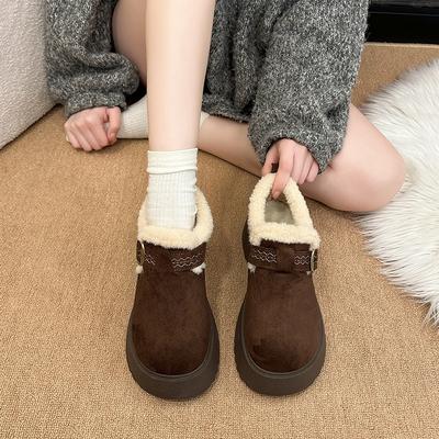 Женские мягкие эластичные зимние меховые ботинки на толстой подошве, теплые, с холодозащитной подкладкой, нескользящие, износостойкие, повседневные спортивные хлопковые ботинки