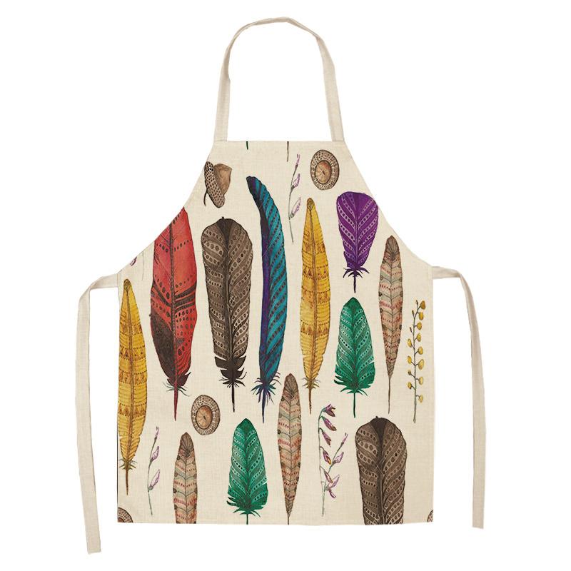 Фартук с принтом «Ловец снов» из перьев, званый ужин, барбекю, нагрудник для приготовления пищи, льняной фартук, фартук для уборки дома, против пятен и масла
