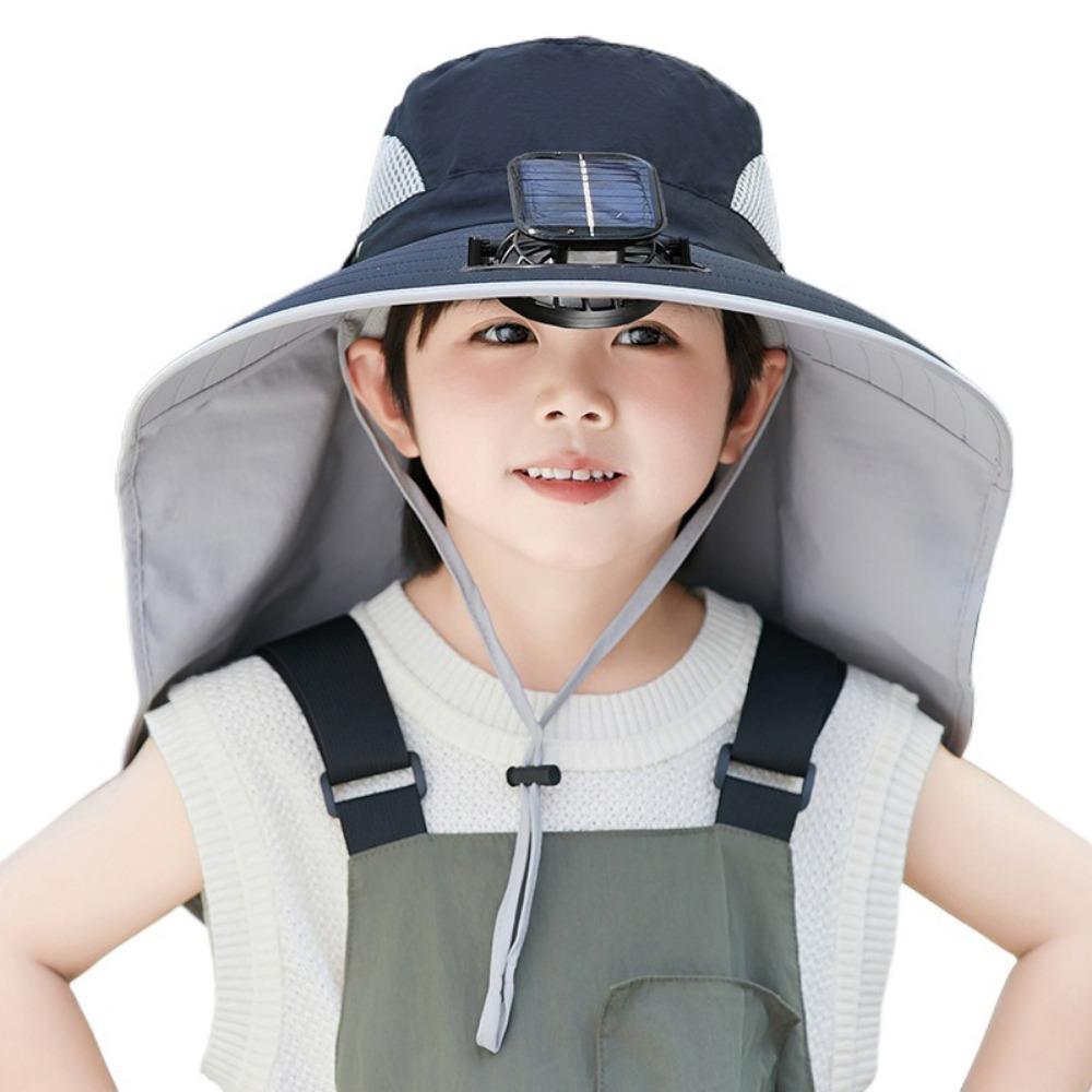 USB Charging Children's Solar Fan Hat Waterproof Sunshade Fan Cap Portable Summer Cooling Hat  Boys