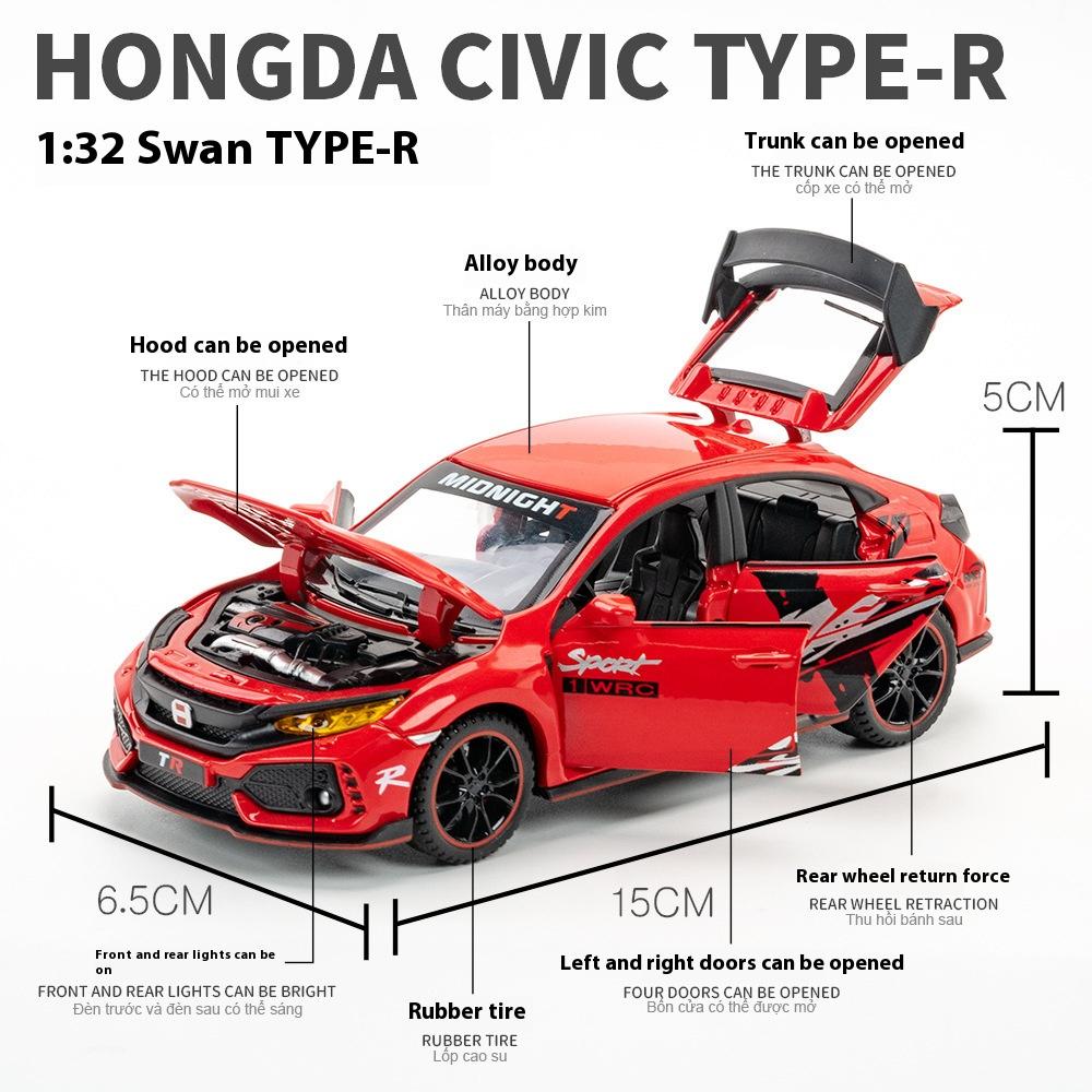 1:32 Honda Civic Type-R Super Modified Sport Car Alloy Metal Diecast Model Car Collection Model Ornament Toy Gifts for Boyfriend aig256