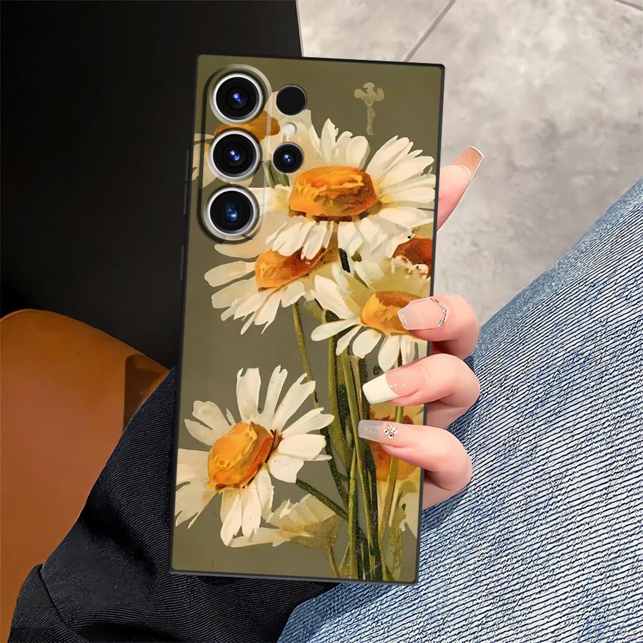 Чехол для телефона Funda для Samsung Galaxy S26 Ultra S25 Plus S23 S20 Ultra S21 FE S24 Note 20 8 9 10 S10 S9 Масляная живопись Цветок