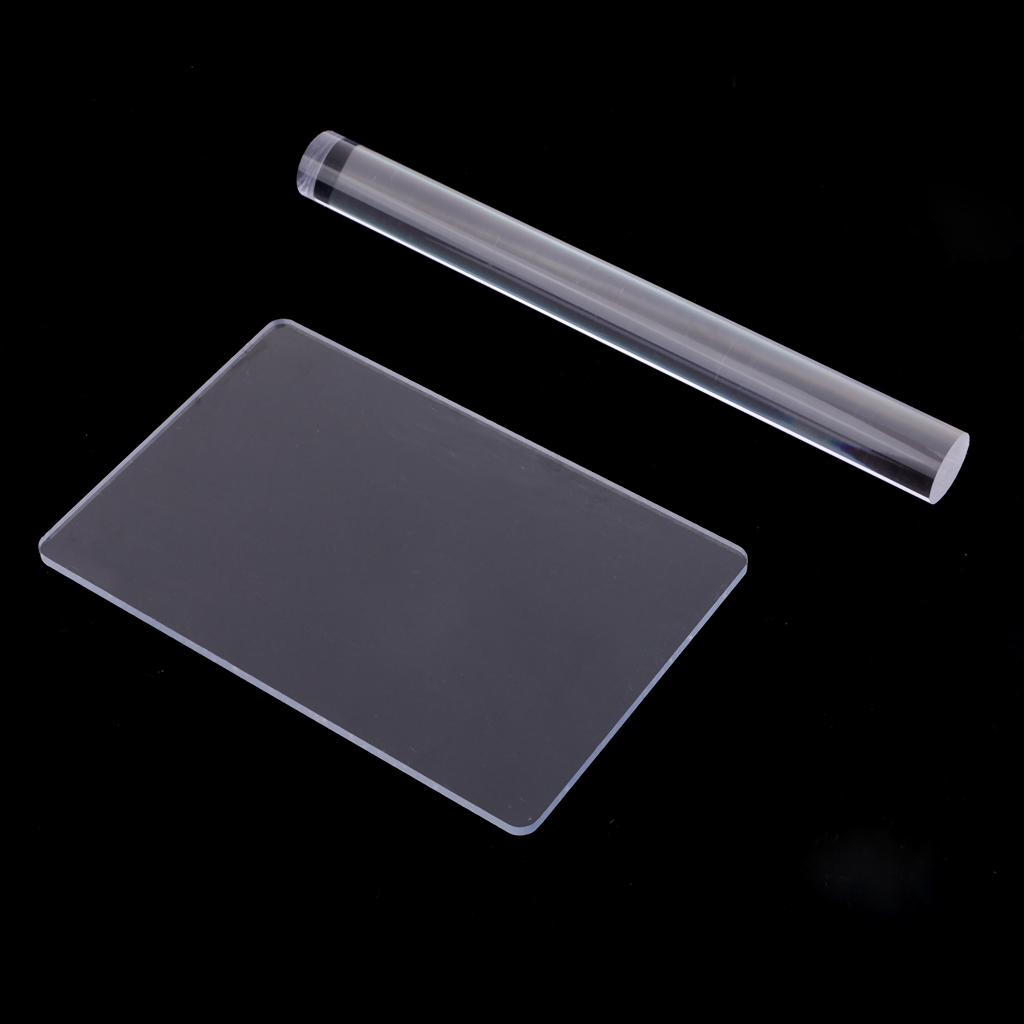 2pcs Acrylic Clay Roller with Acrylic Sheet Acrylic Clay Non-Stick Rollers for Shaping and Sculpting, Polymer Clay Tool