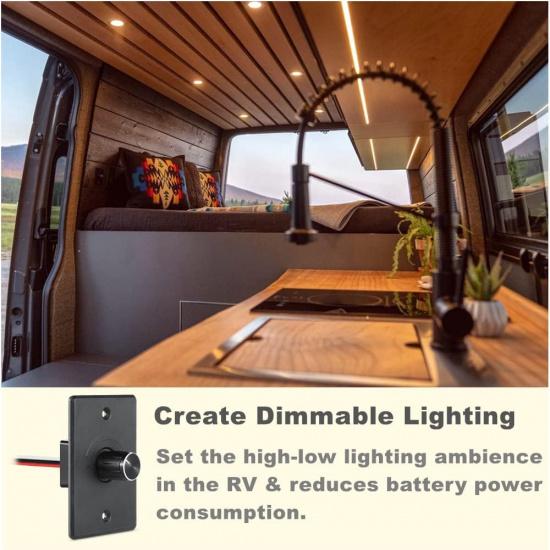 Acegoo 12V Dimmer Switch, RV Light Dimmer High Side PWM Dimming Switch for Boat Camper Trailer Van Truck Cars, Works with LED Light Fixture, Halogen,