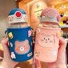 Cartoon Bear Children's Straw Cup 620ML Large Capacity Sports Water Cup Cute Water Bottle Summer