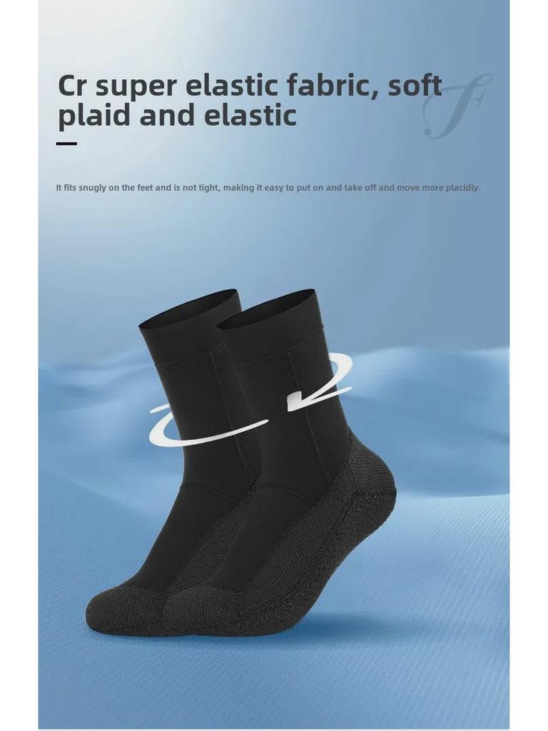 5mm Thick Neoprene Diving Socks: Warm, Waterproof, Non-Slip, and Cut-Resistant with Kevlar Elasticity.