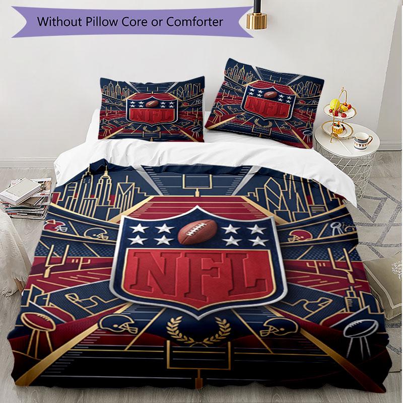 3pcs Duvet Cover Set (1*Duvet Cover + 2*Pillowcase, Without Core), NFL Print Soft All‑Season Bedding Set, Home Bedroom Decor Gift