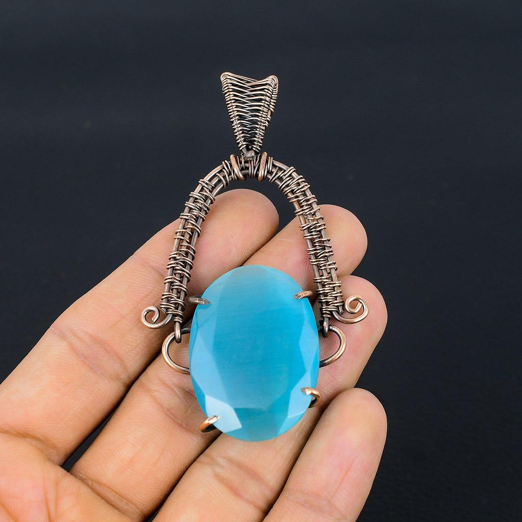 Monalisa Pendant, 999 Copper Wire Wrapped Pendant Handmade Gemstone Jewelry, Gifts For Wife Brand New Pendant