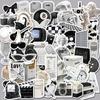 61Pcs Black White Simple Style Graffiti Sticker Car Guitar Suitcase Laptop Decal
