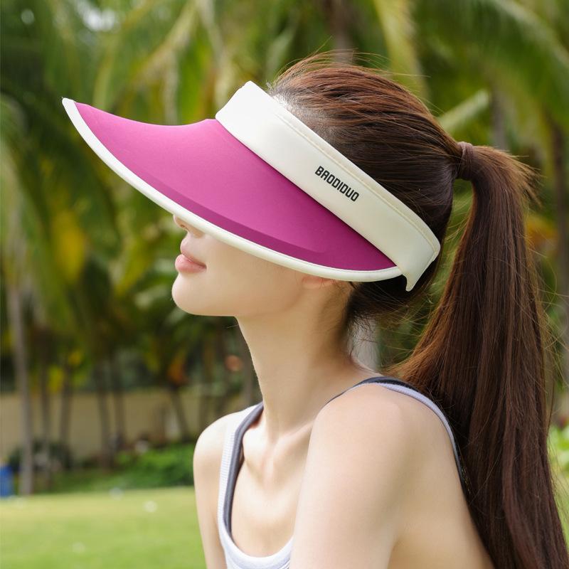 Summer Ice Silk Big Brim Sunscreen Hat Women's Outdoor Travel Visor Casual Sports Fashion Versatile Empty Top Hat