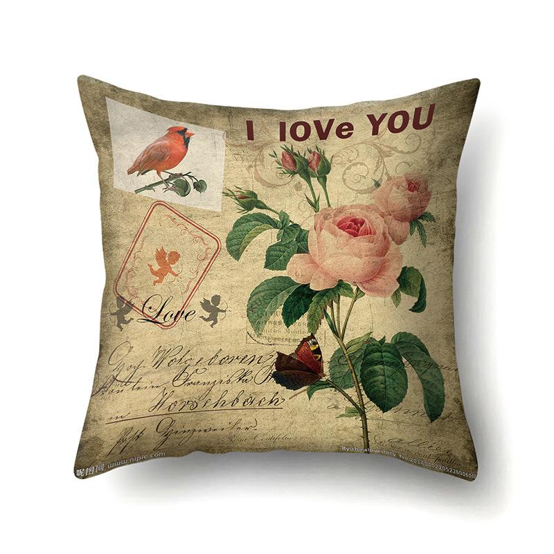 Полиэстеровая наволочка Автомобильная декорация Наволочка с ретро-принтом Чехол для поясничной подушки Чехол для подушки-башни Прикроватный чехол для подушки