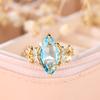 Sparkling Marquise Light Blue Zircon Stone Ring Trendy Gold Color Engagement Rings For Women Bride Wedding Jewelry Gift