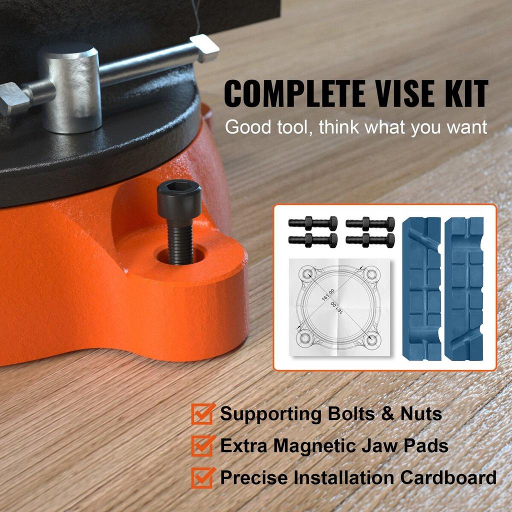 6" Bench Vise w/ Anvil 360°Swivel Locking Base Heavy Duty Ductile Iron