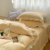 Ins Solid Milk Velvet Four Piece Lace Coral Velvet Quilt Cover Thickened Warm Bed Sheet Flannel Bedding