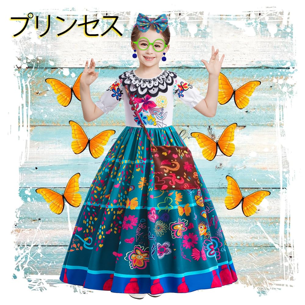 Платье принцессы Мирабель для Мирабель Платье для Мирабель Платье с наплечной повязкой на голову и Мирабель Детское Мирабель Энканто Косплей Подходит для