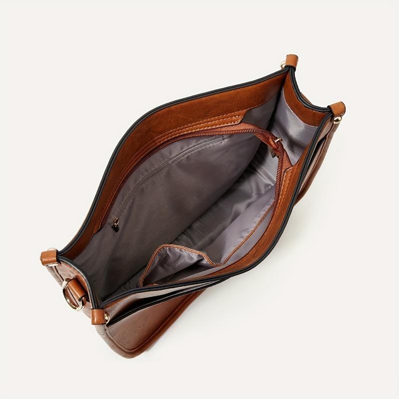 Винтажная однотонная сумка через плечо из искусственной кожи, большая вместимость, простая сумка через плечо с леопардовым принтом, модная многофункциональная сумка-тоут