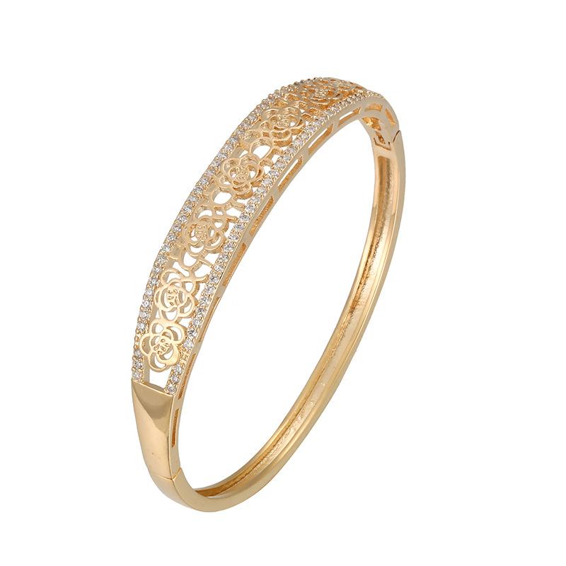 Fashionable Hollow Flower Zircon Women's Light Luxury Bracelet Bracelet