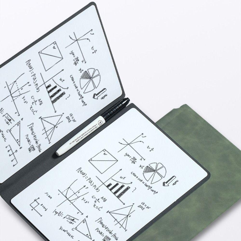 Leather A5 Whiteboard Notebook Reusable Writing Board Portable Memo Pad Students Gift