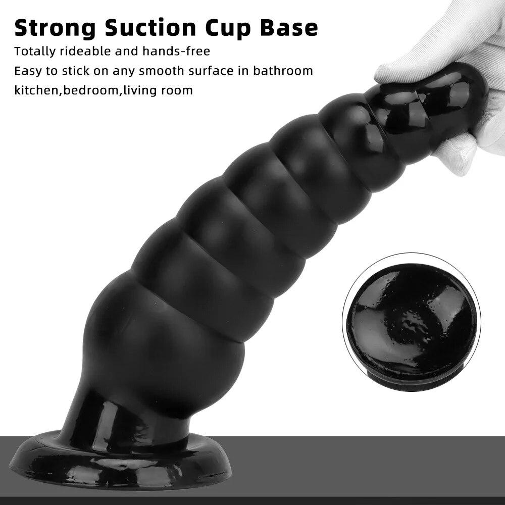 Black Extra Large Anal Plug with Suction Cup Fisting Toy Anal Expander Adult Sex Toy Big Dick PVC Dildo
