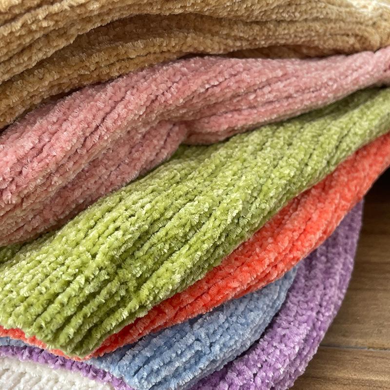 Женский короткий однотонный вязаный свитер с круглым вырезом и длинными рукавами из шенилла, свободный базовый свитер