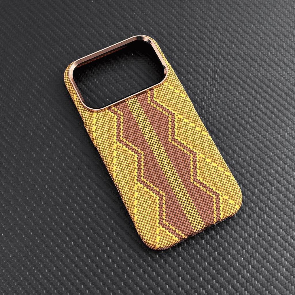 Магнитная присоска Kevlar подходит для iPhone18PROMAX Оранжевая текстура под кожу чехол для мобильного телефона Apple 17 продвинутое ощущение защиты