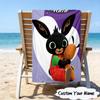 1PC Custom Name Beach Towel Bunny's Bing Adventure Beach Towel, Suitable for Camping, Travel, Beach Accessories, Super Absorbent, Family Gift