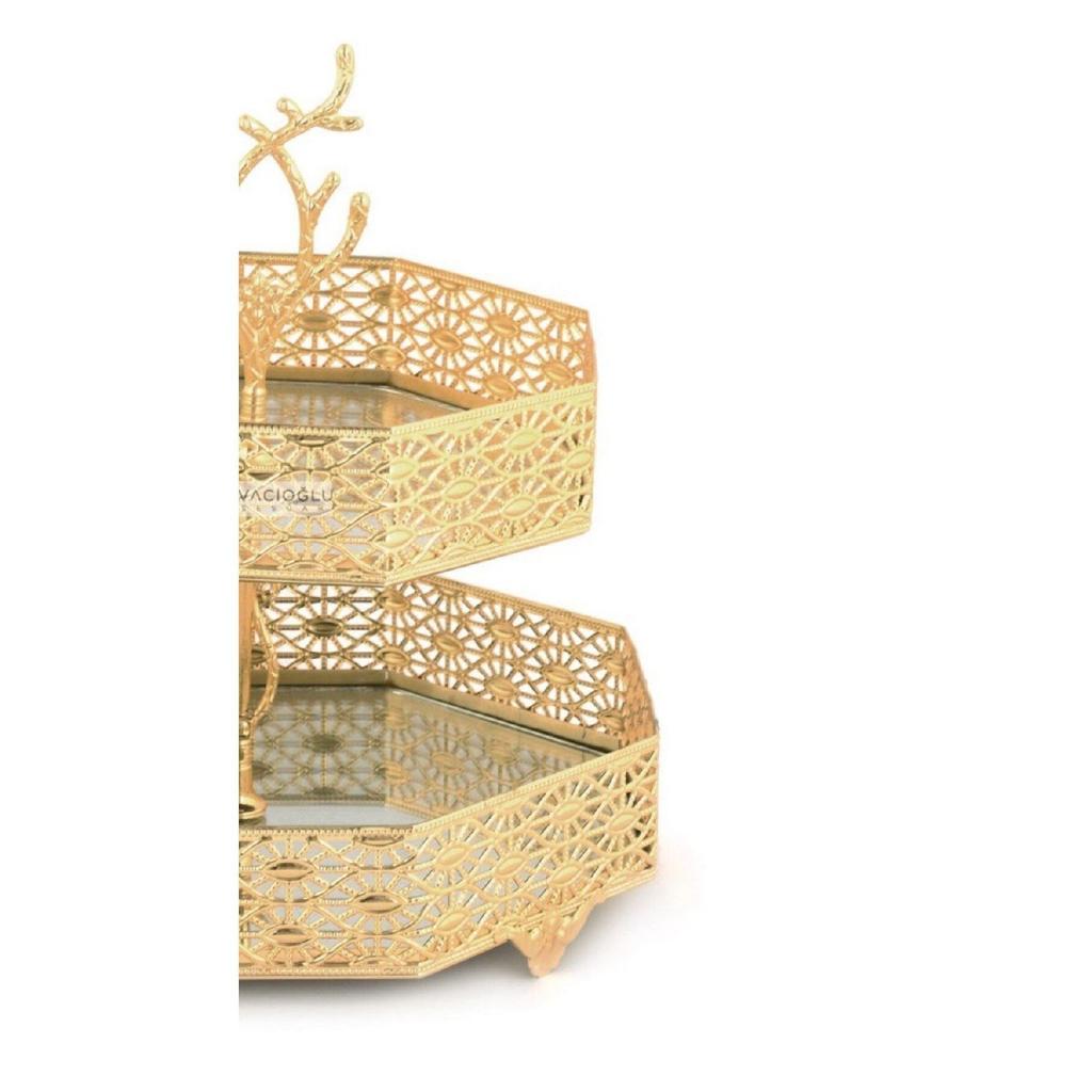 27 Pattern 2-storey Honeycomb Cookie (20-25 Cm) Gold