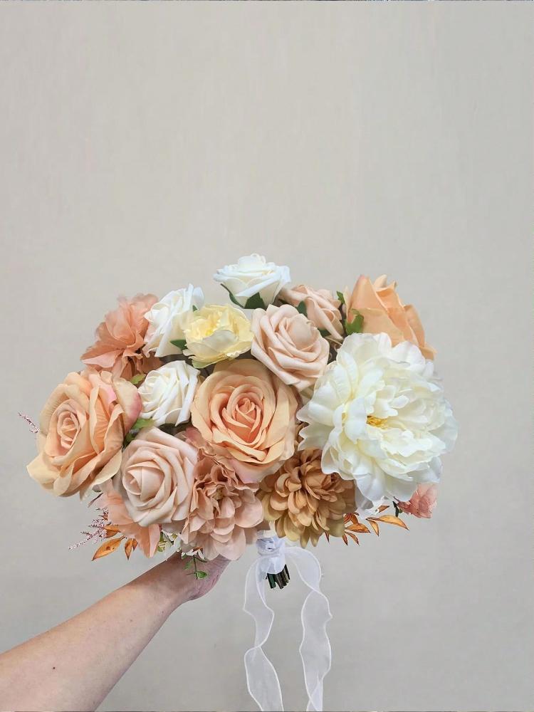 Шелковые цветы Искусственные цветы Комбинированные цветы Микс Розы Пионы со стеблями для самостоятельной свадьбы Свадебные букеты Украшения для стола на празднование рождения ребенка Домашний декор