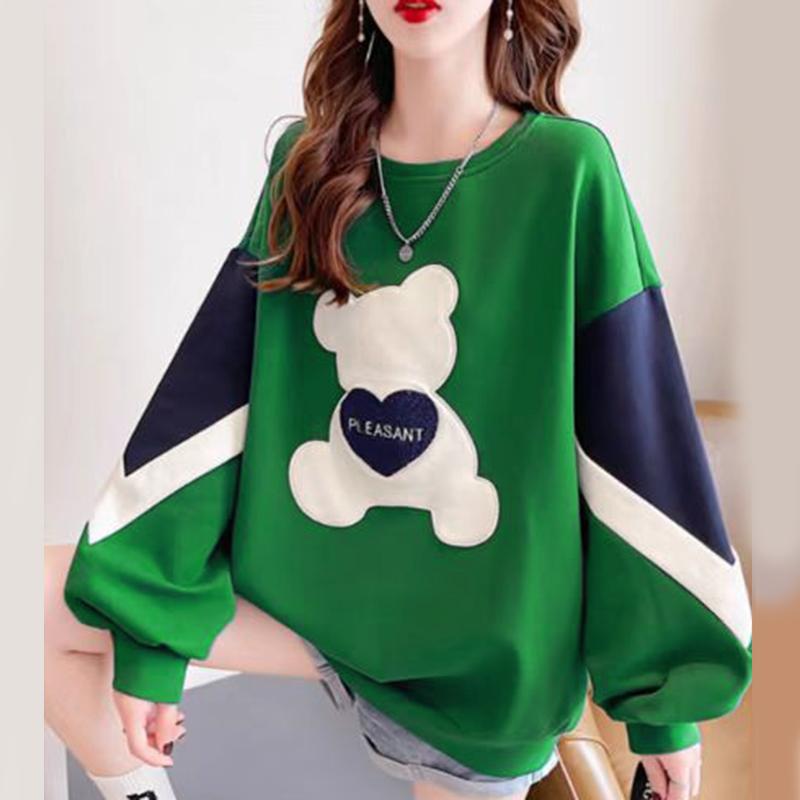ZANZEA Женские осенние толстовки с круглым вырезом и длинным рукавом с принтом медведя