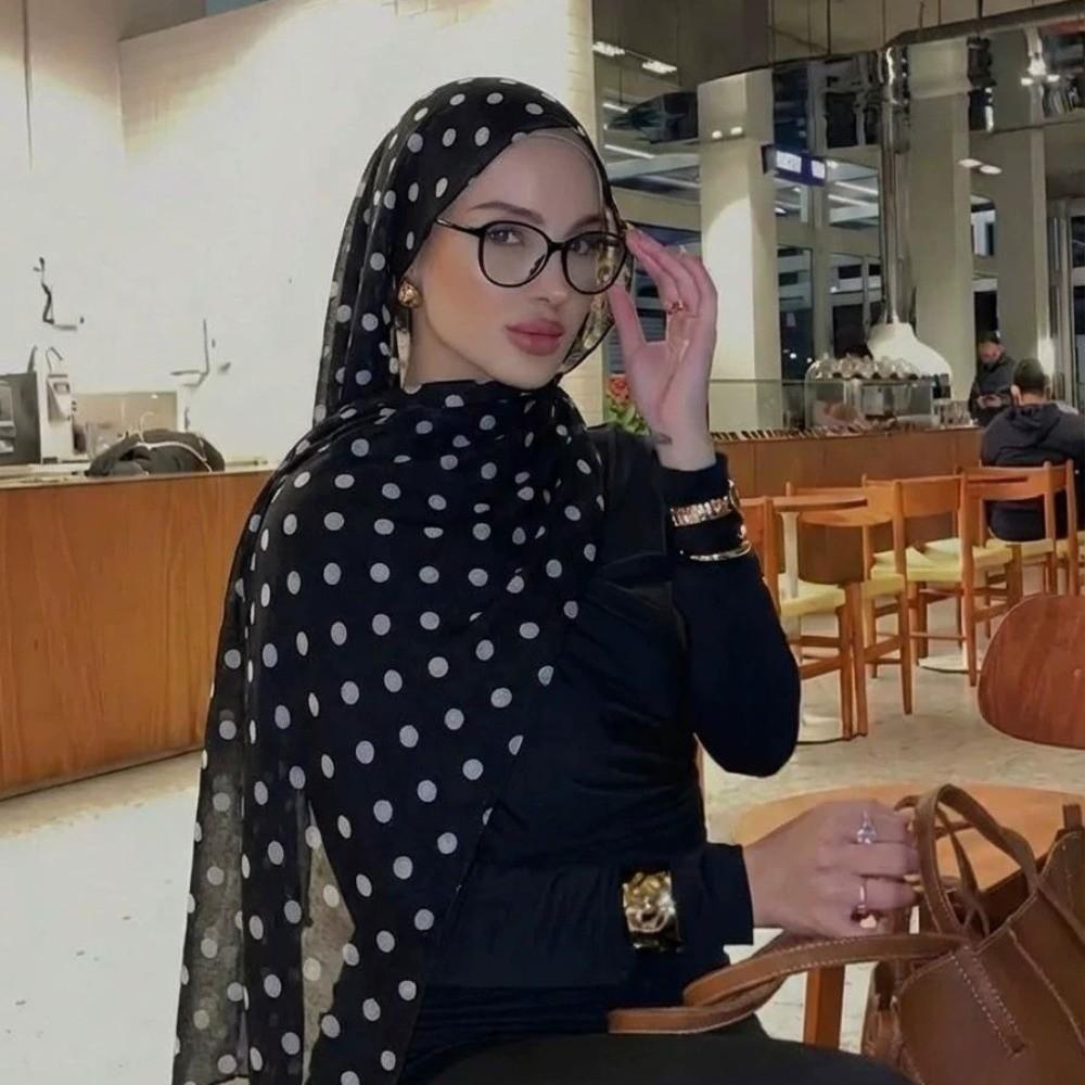 Versatile Cotton Long Scarf Breathable Classic Pattern Headscarf New Style Polka Dot Shawl Travel