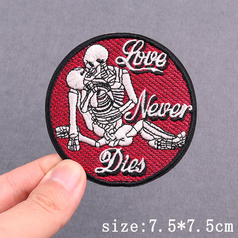 Нашивки с вышивкой в виде черепа в стиле панк на одежде, хип-хоп, сексуальные, термоклеящиеся, нашивки с надписью «Любовь» для декора одежды