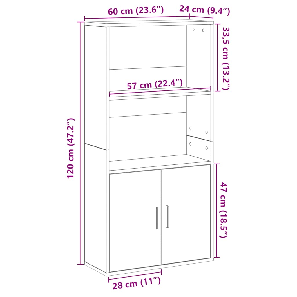 Bookshelf Smoked Oak 60 x 24 x 120 cm Wood Based Material