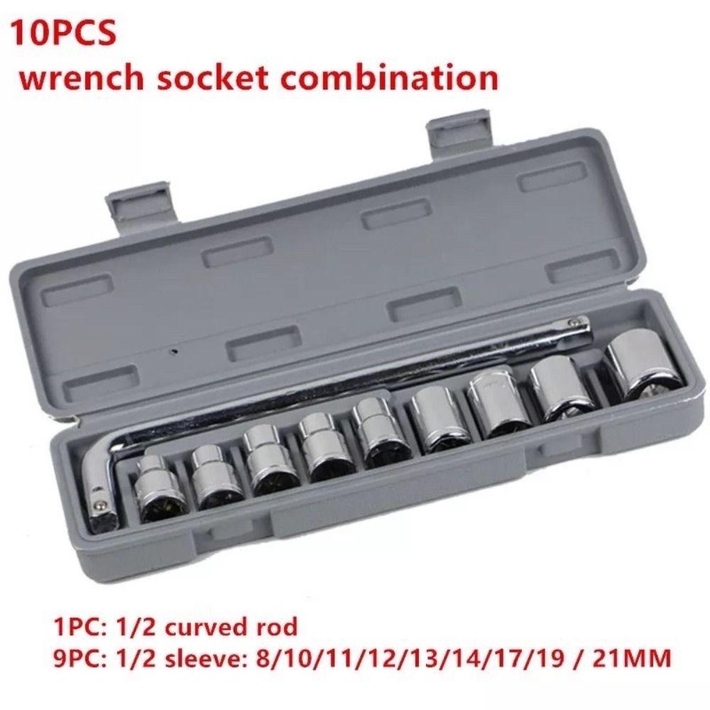 8-21mm Range Socket Wrench Set Metric Size Durable Construction Socket Wrench Kit 1/2" Drive Portable Design Carbon Steel Tools