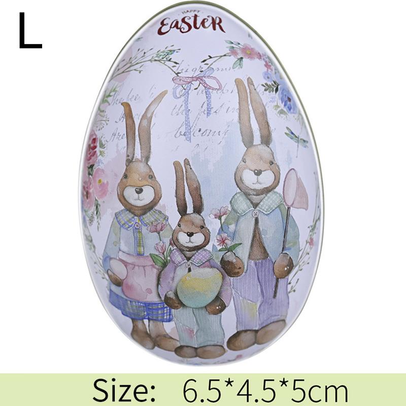 1 шт. Подарочная коробка из жести в форме яйца с изображением пасхального кролика, металлическая коробка для хранения, креативные принадлежности для вечеринок