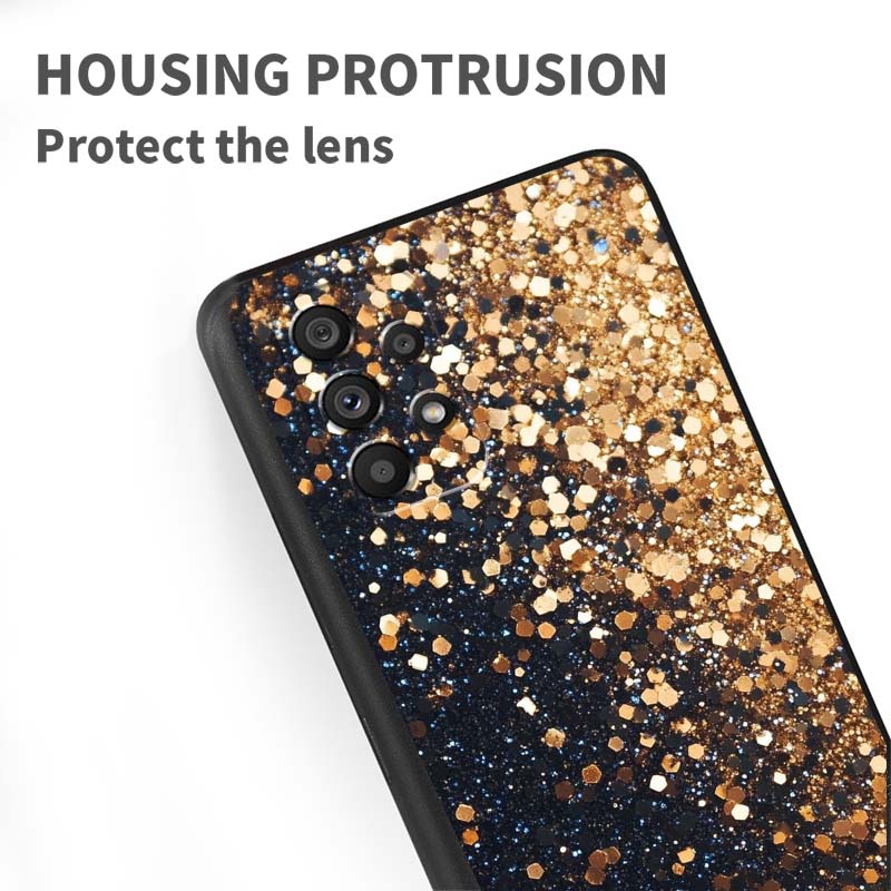 Сверкающие креативные узоры Для Samsung A73 A72 A71 A55 A54 A53 A52 A51 A13 A22 A16 A15 A12 A14 A26 A07 5G Черный чехол для телефона