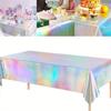 1pc Laser Rainbow Theme Party Tablecloth,  Birthday Wedding Party Decoration, Disposable Tablecloth,  Decorative Tablecloth for Party / Dining Table