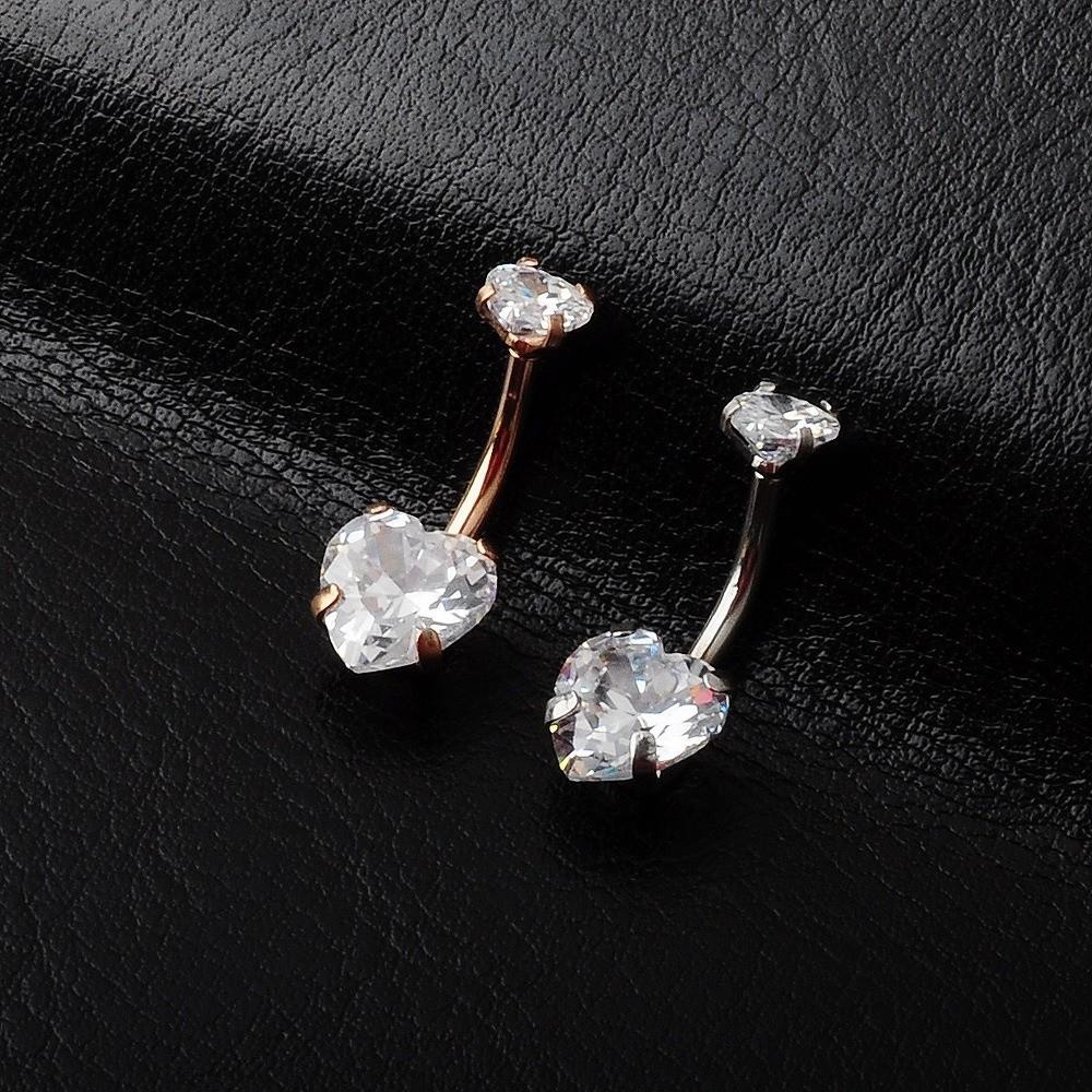 Zircon Body Jewelry Crystal Belly Piercing Trendy Heart Navel Button Piercing Women