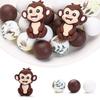 Monkey Silicone Beads Set - Printed Round Beads for DIY Keychain Phone Strap Decor