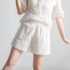 26 Женские летние безопасные шорты Ханьфу из чистого хлопка с кружевной отделкой – Защита от открывания, Свободный крой, Для ношения на улице, Белый