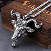 Viking Lucifer Satanic Ram Head Necklace Men's Stainless Steel Vintage Punk Pendant Necklace Animal Jewelry As Christmas Gift