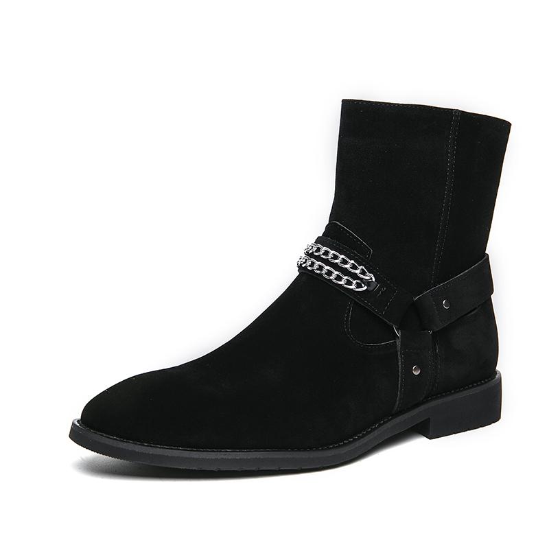 Британский стиль коричневые замшевые ботинки в стиле вестерн мужские остроносые туфли из замши мужские ботинки челси летние зимние мужские туфли с высоким верхом