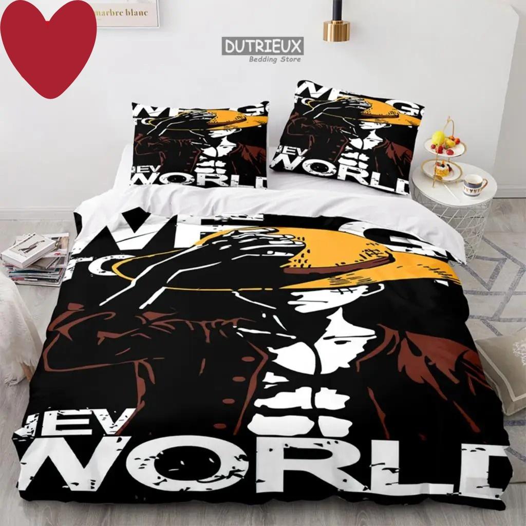 3D Kids Boys Anime One Pieces Duvet Cover Merry Christmas Bedding Set Queen King Full Size for Holiday Bedroom Teens Women Gift