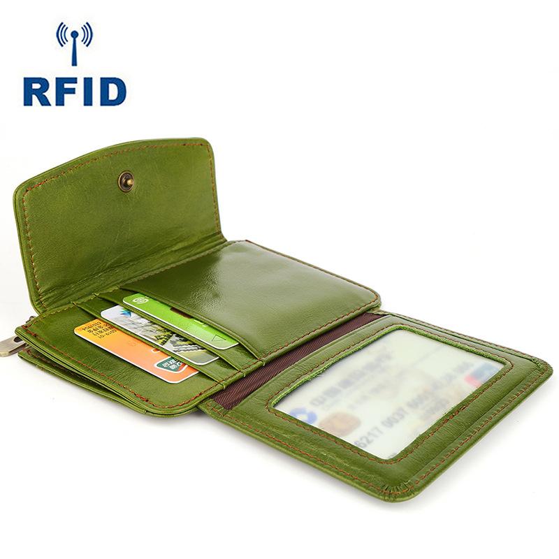 Модный RFID женский верхний слой из воловьей кожи с держателем для кредитных карт, сумка из натуральной кожи, простой ультратонкий кошелек на молнии для монет