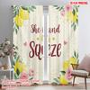 2pcs 2D Flat Printing Window Curtains Lemon Squeeze Rose Floral Fabric Without Electricity Festive Curtains Perfect for Festive